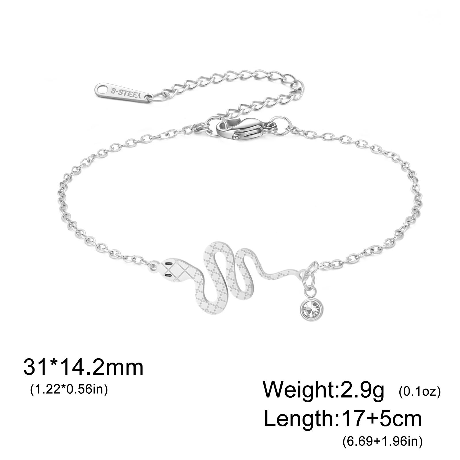 Браслет-змея из нержавеющей стали с подвеской-змеей, ручной браслет для женщин, модный браслет с цирконами, позолоченный браслет-змея на руку