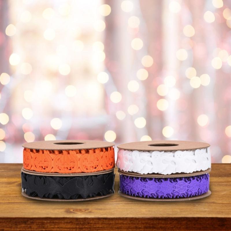 Haunting Beauty Decorative Halloween Ribbon Showcasing Bat Motif Perfect for Party Tool and Fashion Hair Accessories