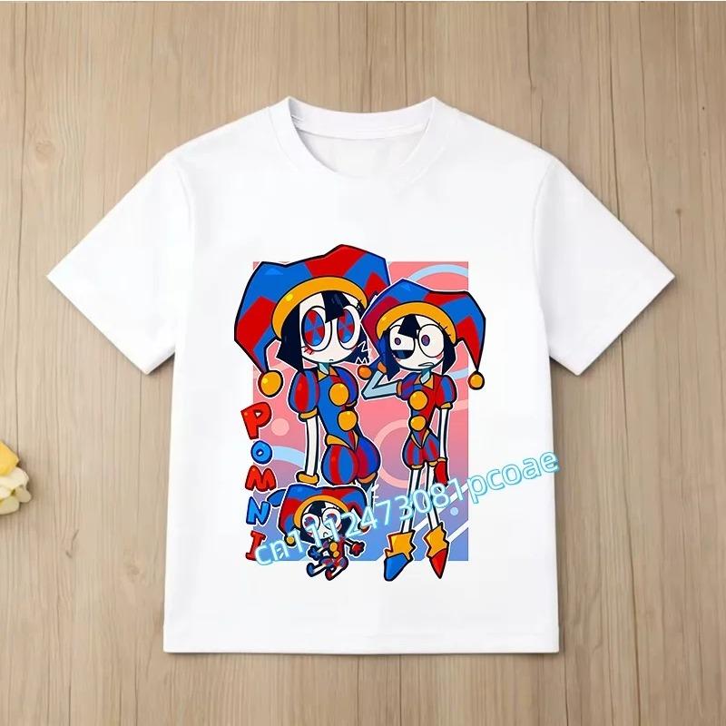 Children Short Sleeve T Shirts The Amazing Digital Circus Anime Cartoon Print Cotton Top Boys Girls Summer Casual Crew Neck Tees