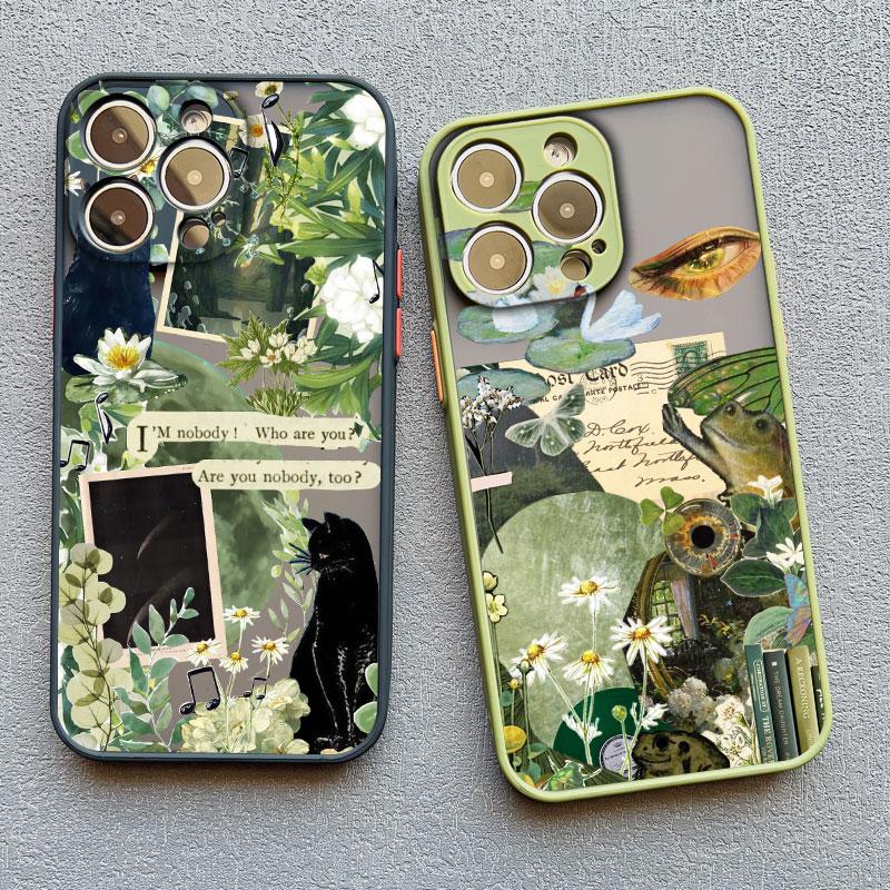 Retro Black Cat White Kitten Illustration Phone Case For iPhone 17 16 15 14 13 11 12 Pro Max Mini 15 16 Plus Case Cute Cartoon