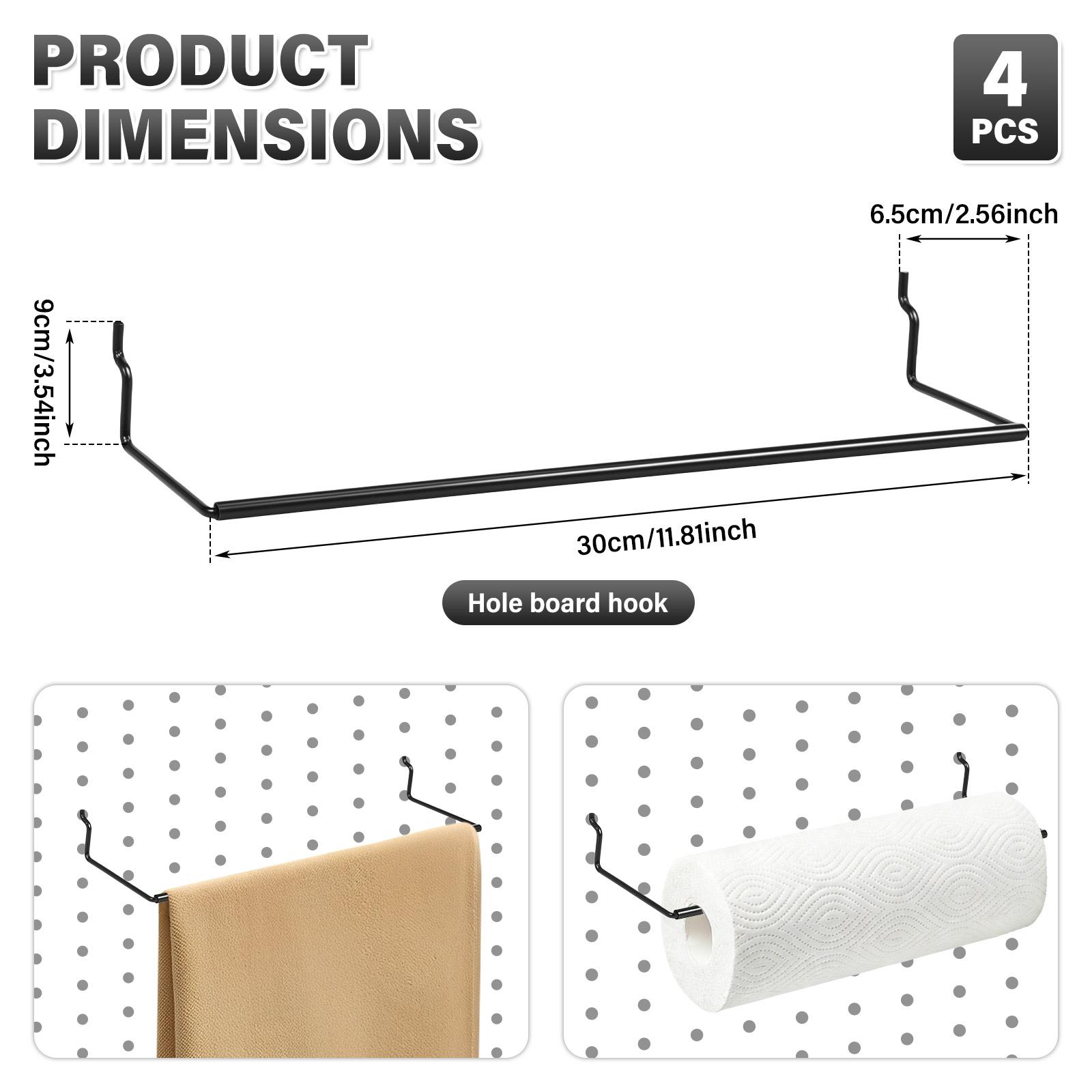 

4Pcs Pegboard Paper Towel Holder Metal C/U Shape Pegboard Paper Roll Holder Peg Board Organizer Accessories for Kitchen Workshop