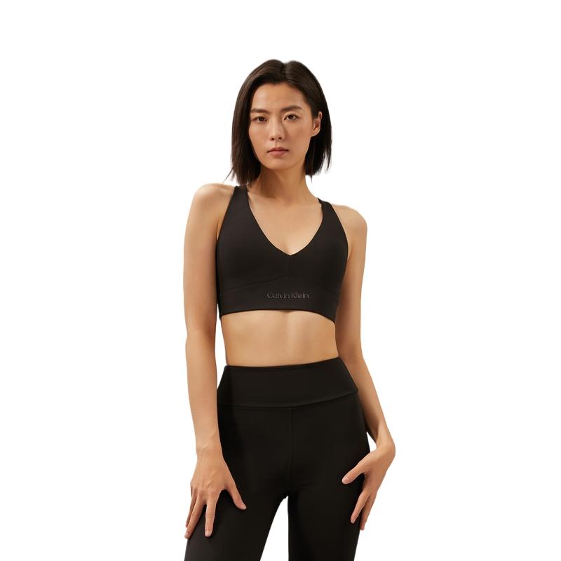 Calvin Klein Moisture-Wicking Medium Support Cross-Back Yoga Sports Bra Women Sports Bra Space-Black GWS4K200