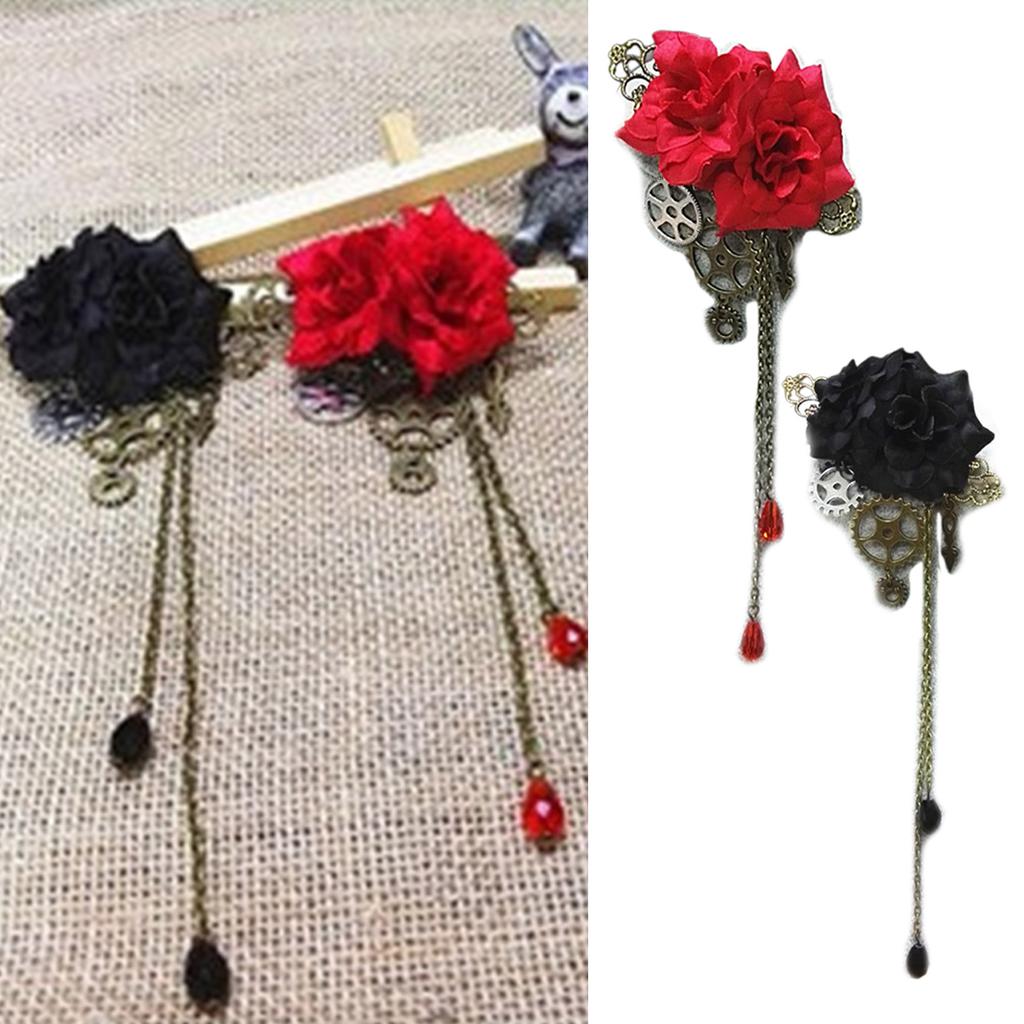 Vintage Steampunk Kvetinová spona do vlasov Punková Gotická pokrývka hlavy Štipce do vlasov Sponky do vlasov Doplnky do vlasov Strapaté Reťazová spona do vlasov