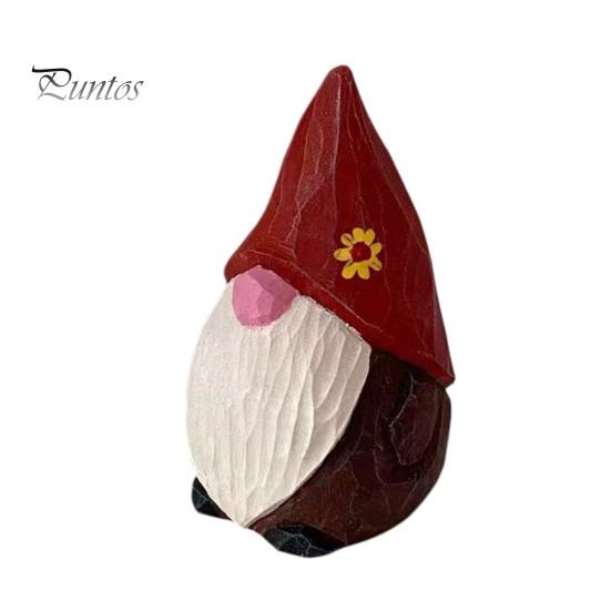 Wood Gnome Sculpture Carved Figurine, Farmhouse Rustic Faceless Dwarf Statue, Handmade Ornament Mini for Christmas Party Decoration Shelf Decor