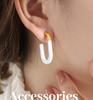 Retro U-Shaped Geometric Enamel Earrings - Non-fading 18K Gold Titanium Steel