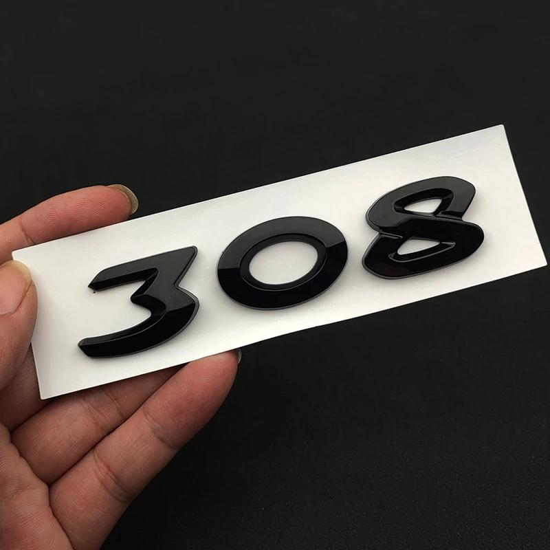 3d ABS Chrome Black Logo 308 Letters Car Trunk Emblem Badge For 308 SW CC Adhesive Number Sticker Accessories
