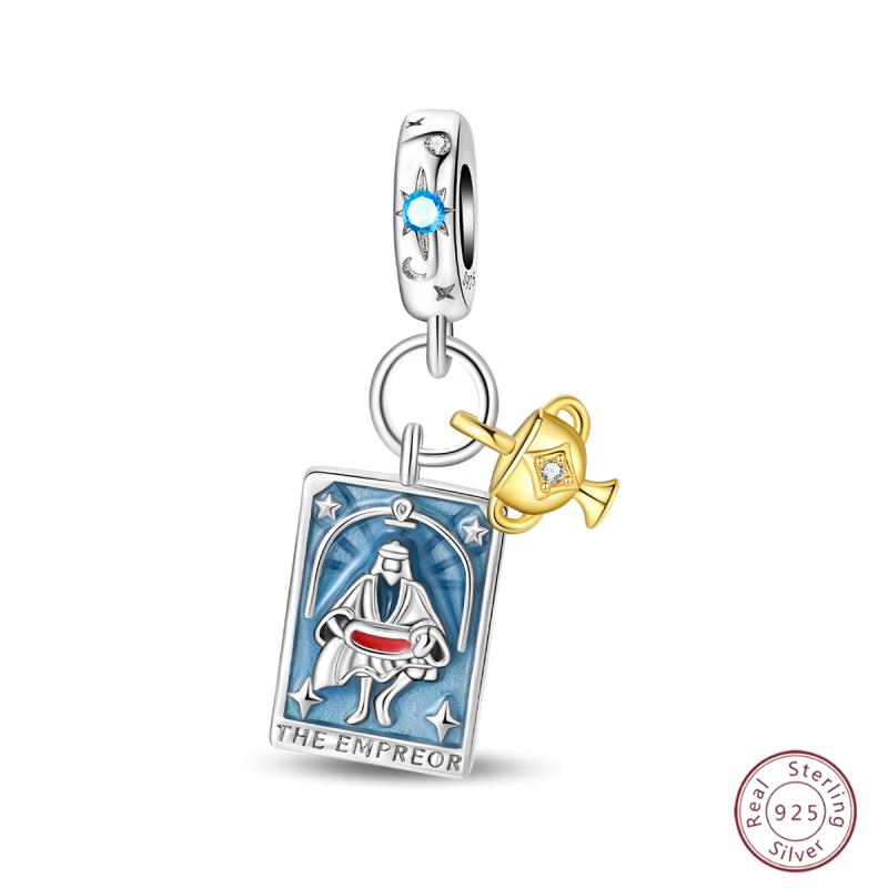 Copper Beaded Pendant Sun Moon Star Magic Tarot Vitality Suitable For Original 3Mm Bracelet Women Exquisite Jewelry