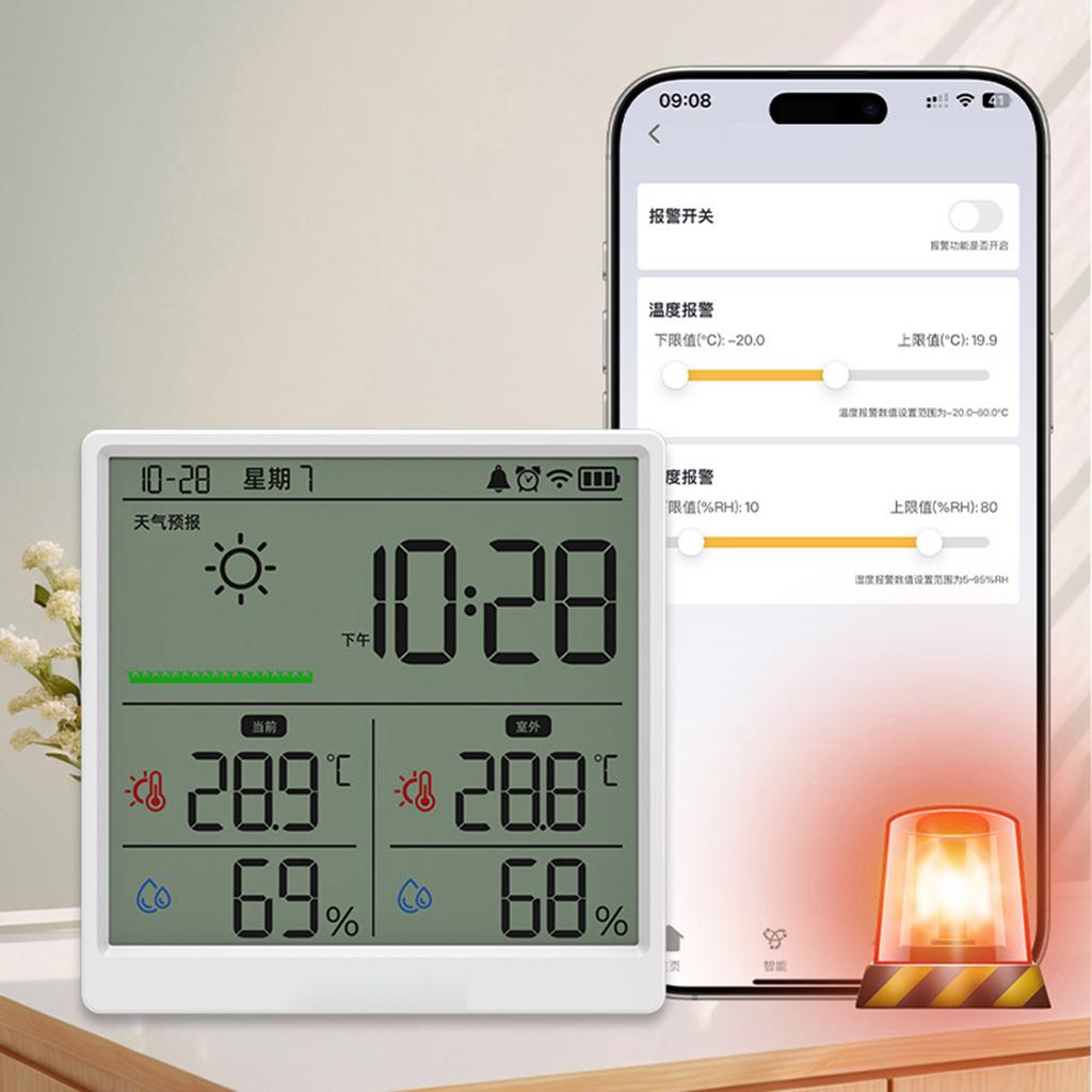 WiFi Thermometer Hygrometer, Indoor Temperature Humidity Monitor with App Alert, Remote Monitoring, Data Export for