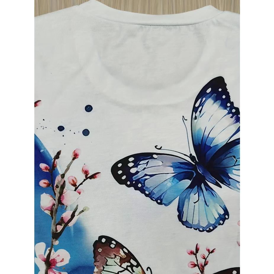 Women's Casual Elegant Round Neck T-Shirt - Floral Print Summer Top Maroon Color Block Design Breathable Medium Stretch Casual