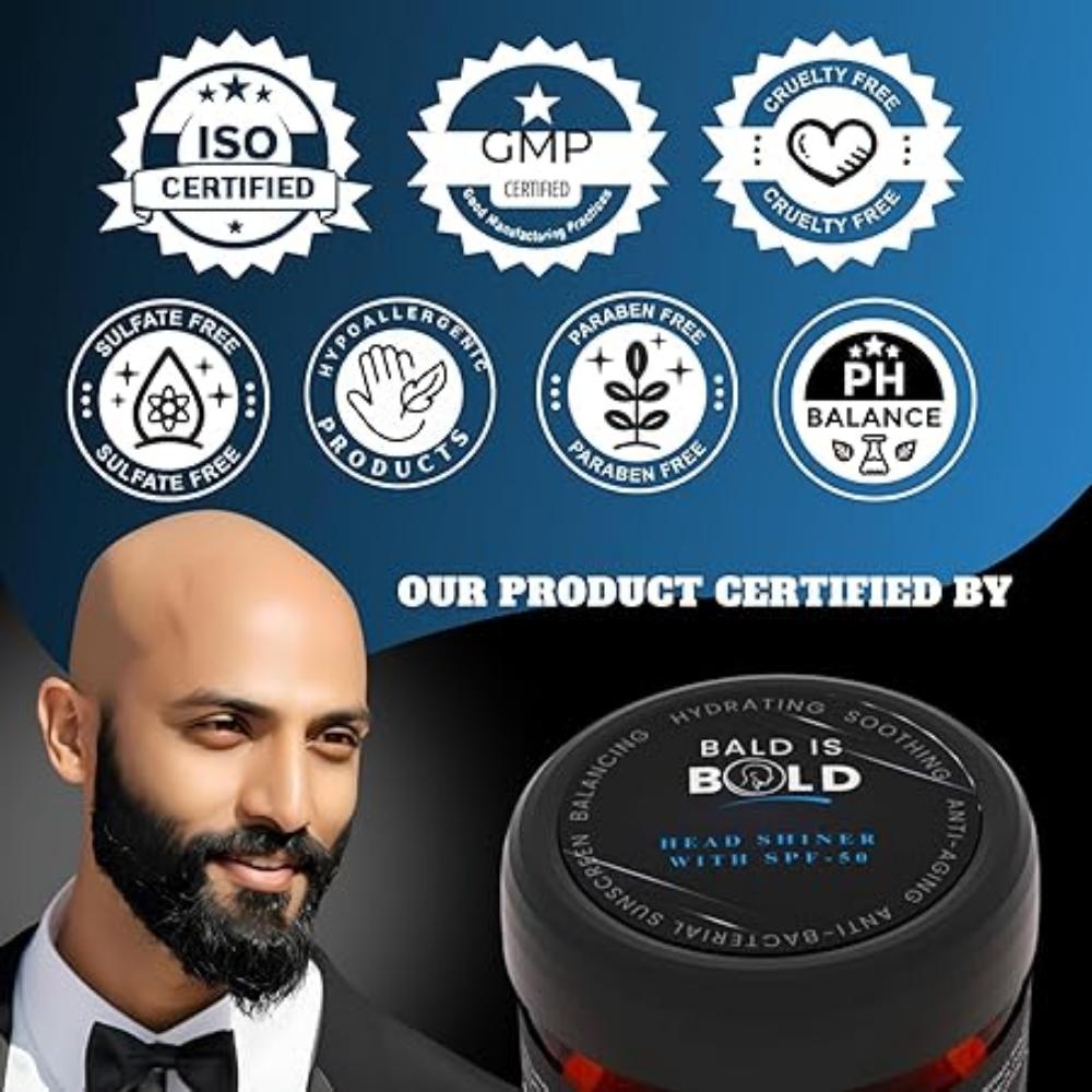 Daily Shiner with SPF 50, for Bald & Bold Head with 3-in-1 Properties | Shaved Head & Bald Head Care |