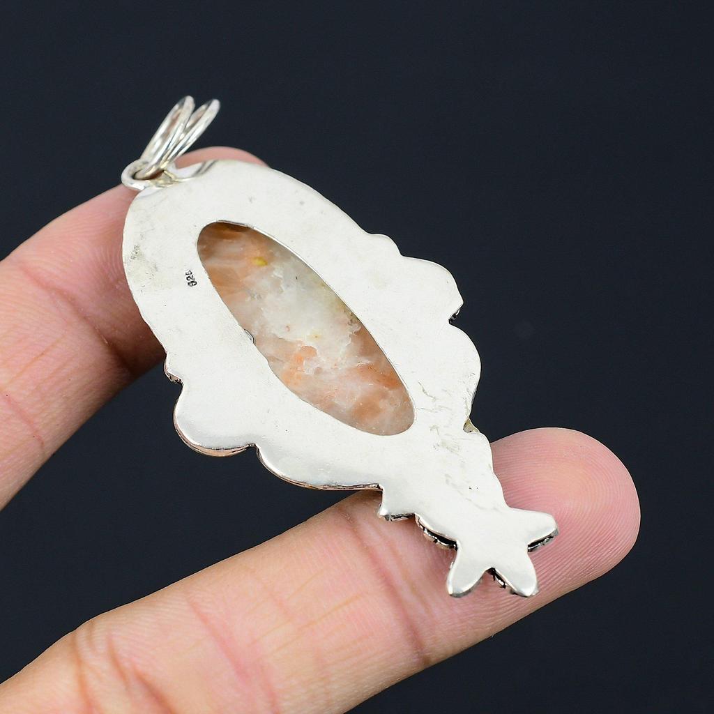 Friendship Day Sale Sunstone Stone 925 Silver Flower Anniversary Sister Pendant