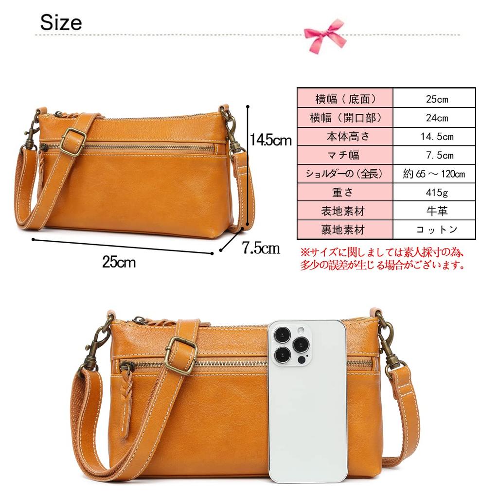 AKIYAMA Women's Handmade Genuine Leather Shoulder Bag, Crossbody Bag, Cute, Lightweight, Small, Stylish Pochette, SpringSummer (Camel)