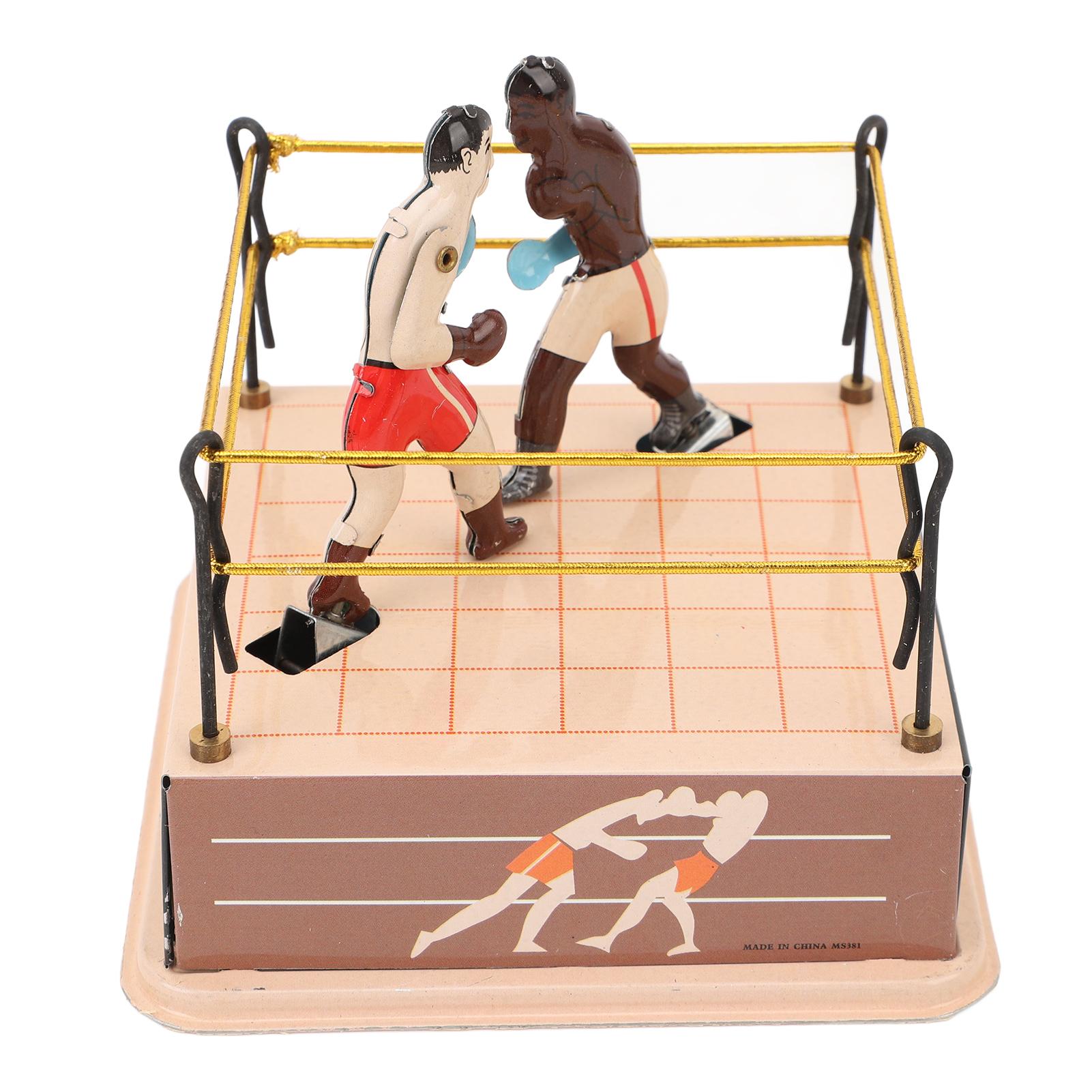 

Clockwork Boxing Toy Nostalgic Theme Boxing Ring Tin Toy Decorative Vintage Collection