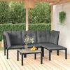 Vidaxl 5-Cz. Garden Lounge Set, Black-Grey, Poly Rattan