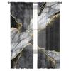 Abstract Black And White Marble Sheer Voile Window Curtains Tulle Curtains Living Room Balcony Decoration Drapes