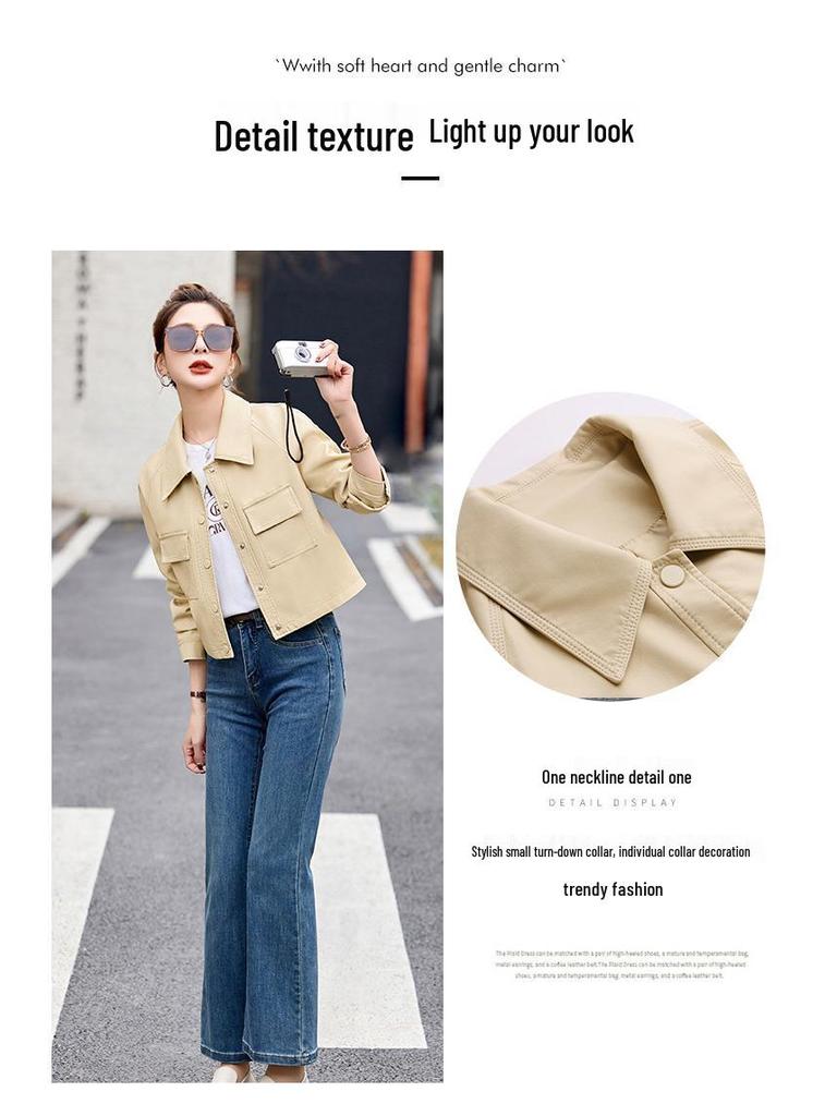 Women's 2025 Spring Fashion Loose PU Leather Jacket, Casual Top Z8803