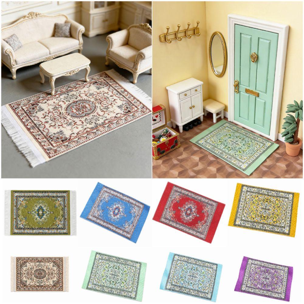Floral Pattern Doll Dollhouse Rug Multicolor Miniature Weaving Mat Mini Floor Coverings Dollhouse
