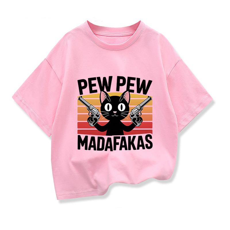 Kids Clothing Tees Summer Funny Cartoon Cat Graphic Fashion Short Sleeve T-shirt Popular Design Children's Loose T Shirts O-neck