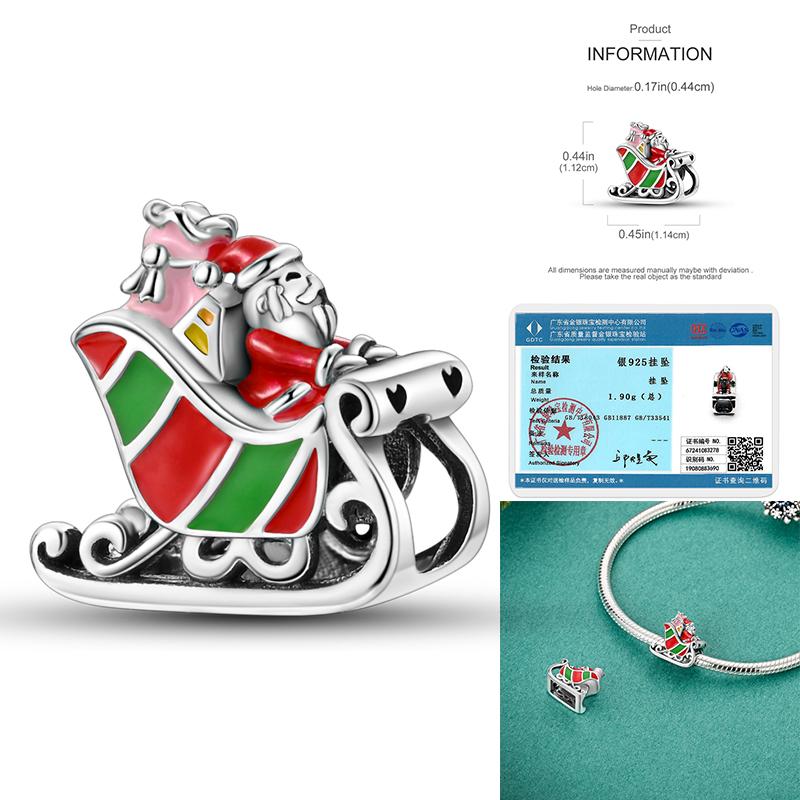 Frohe Weihnachten Baum Charms Perlen Kupfer Weihnachtsmann Anhänger Passen Original Armreif DIY Schmuck Geschenk