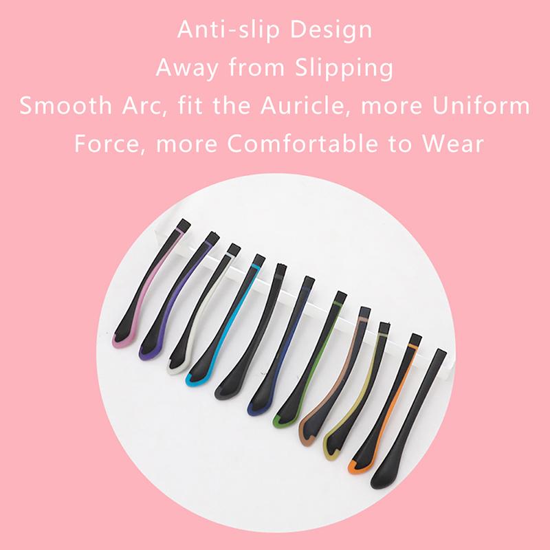 1Pair Tungsten Carbon Rubber Square Hole Glasses Foot Cover Eyeglasses Anti-Skid Sleeve Soft Silicone Prevent Allergies Ear Hooks