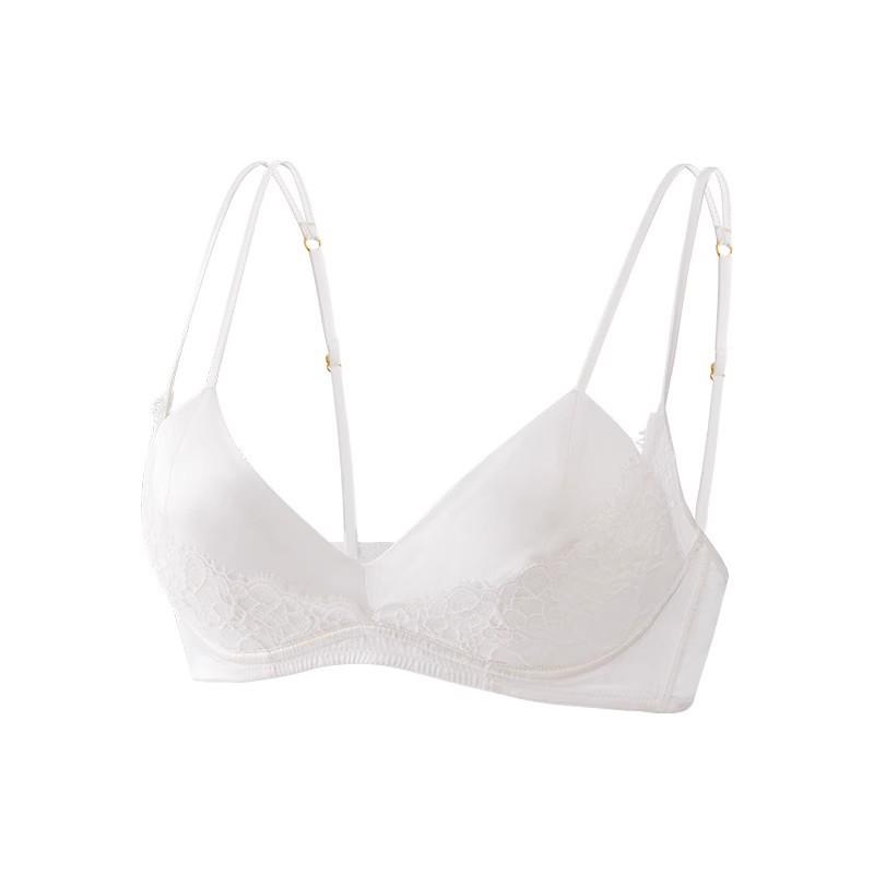 French Satin & Lace Push-Up Bra - Minimizer for Large Busts, Double Strap, Comfortable & Sexy Summer Wear
