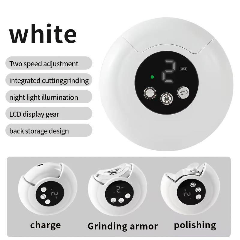 

Электрические кусачки и пилка «Два в одном», Регулируемая трехскоростная, Встроенная головка, Устройство для ухода за ногтями | USB-перезаряжаемый инструмент для маникюра