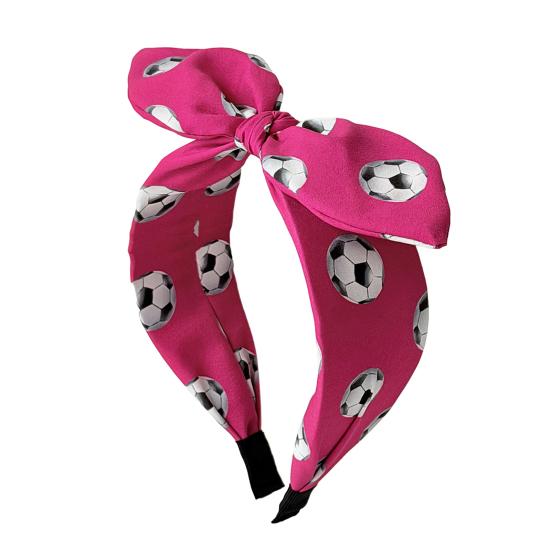 

Women Headband Wide Brimmed Design Soccer Patterm Bow Knot Headband Anti-Slip Treatment Face Slimming Hair Hoop Sports розовый