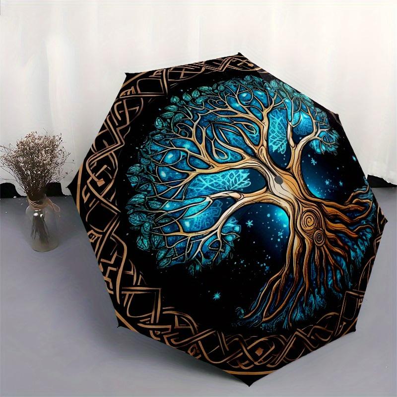 "Enchanted Tree of Life Wall Art: Mystical Decor for Your Space"Umbrella, Portable 3-Fold Compact Umbrella for Men & Women ES11