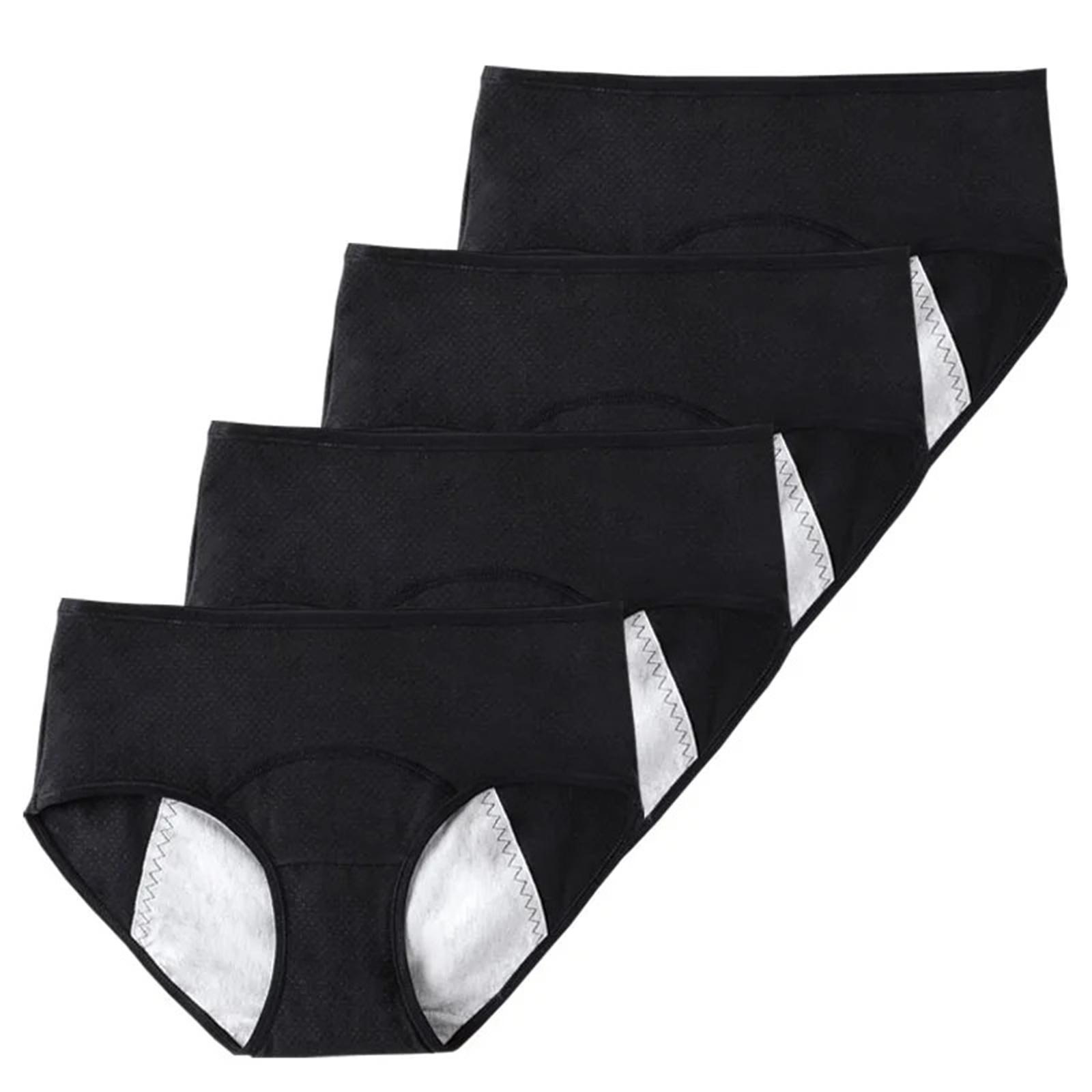 4 Pack Women s Cotton Leakproof Period Panties Middle Waist Comfortable Underwear Black S чёрный