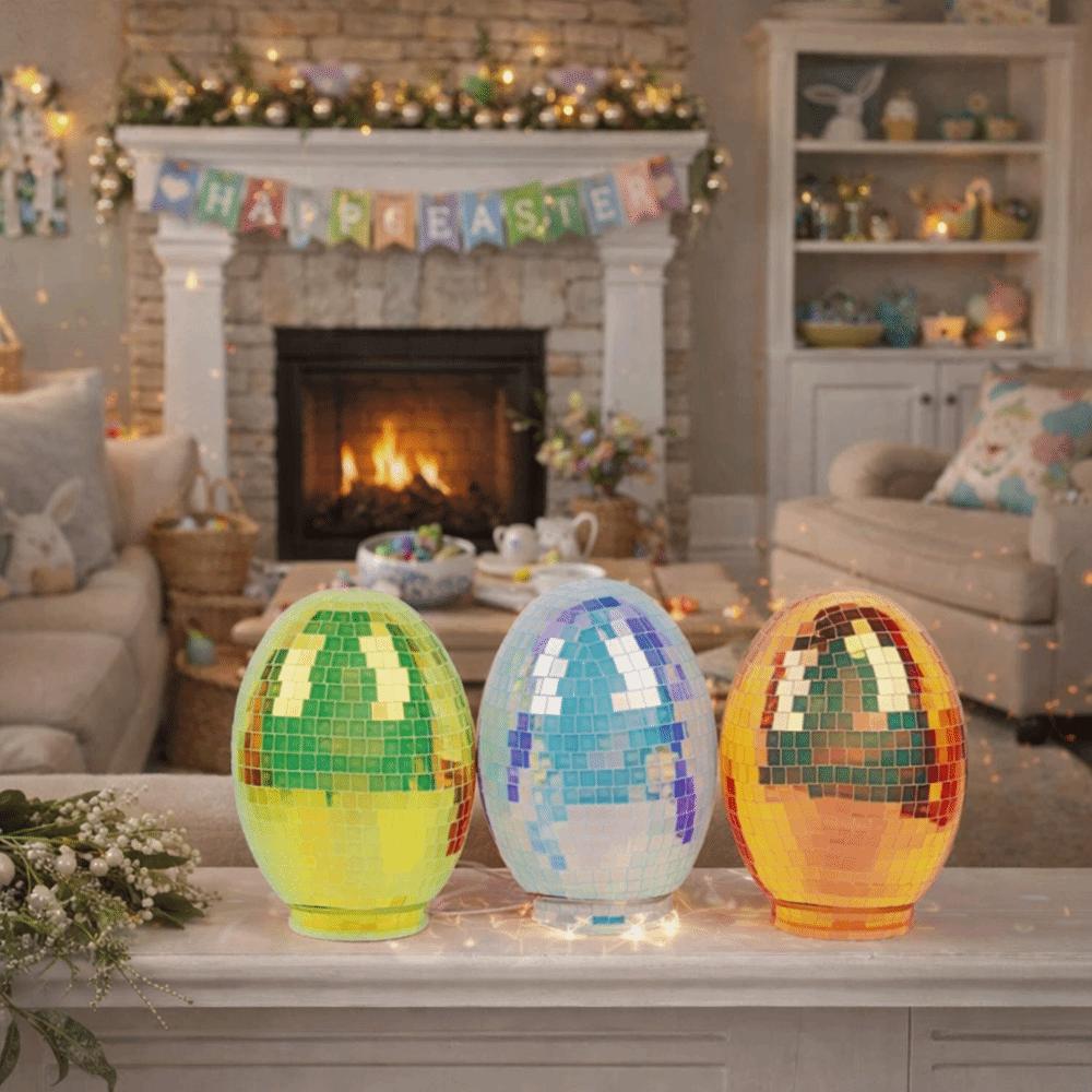 Adorable Easter Mirror Ball Decorative Reflective Mirror Ball Glass Disco Egg Ball  Festive Decor