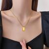 Gold Bricks Get Rich Minimalist Wind Stove Real Gold Necklace Female Collarbone Chain Accessories
