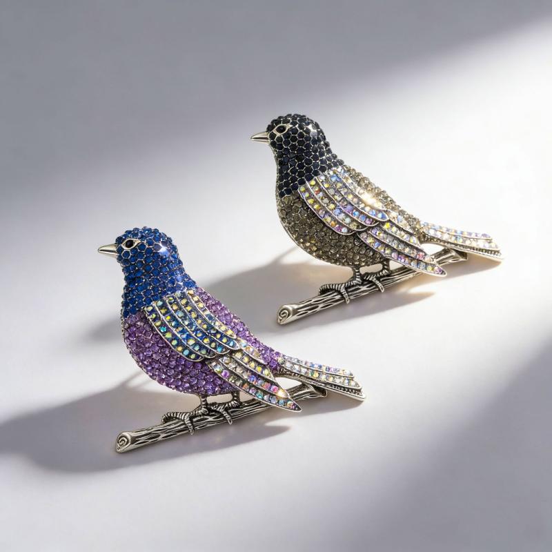 Creative Rhinestone Mockingbird Brooches For Women Clothing Coat Jewelry Accessries Gifts