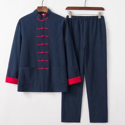 Uniforme de Kung Fu Tai Chi Conjuntos de Roupa de Moda Oriental Estilo Chinês Tradicional Homens Algodão Linho Tops Calças Hanfu Terno Tang