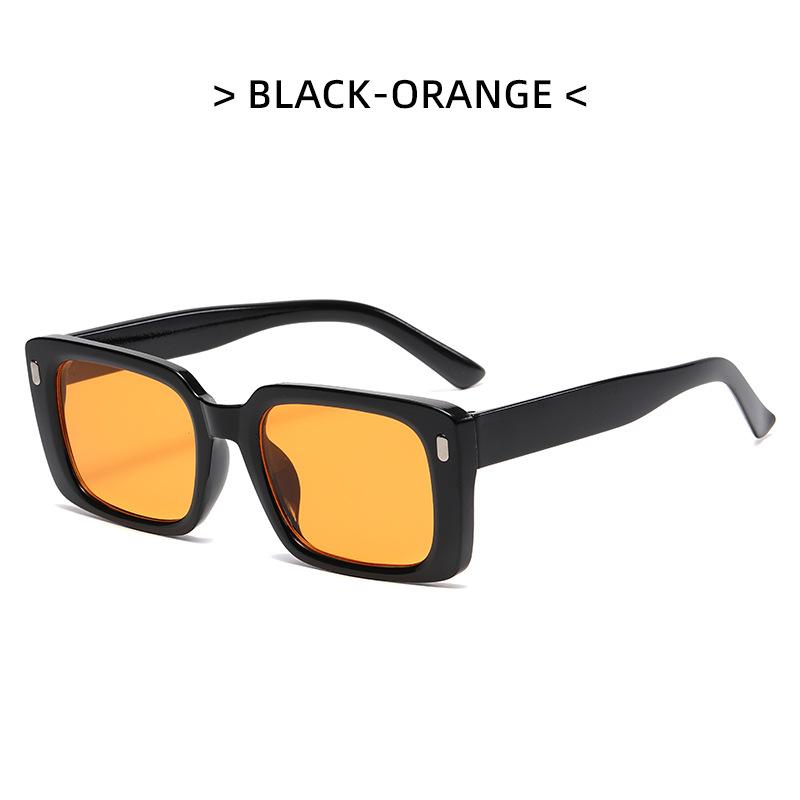 Europe And The United States New Square Glasses Small Frame Retro Hip-Hop Orange Sunglasses Personality Rice Pin Fashion Sunglas
