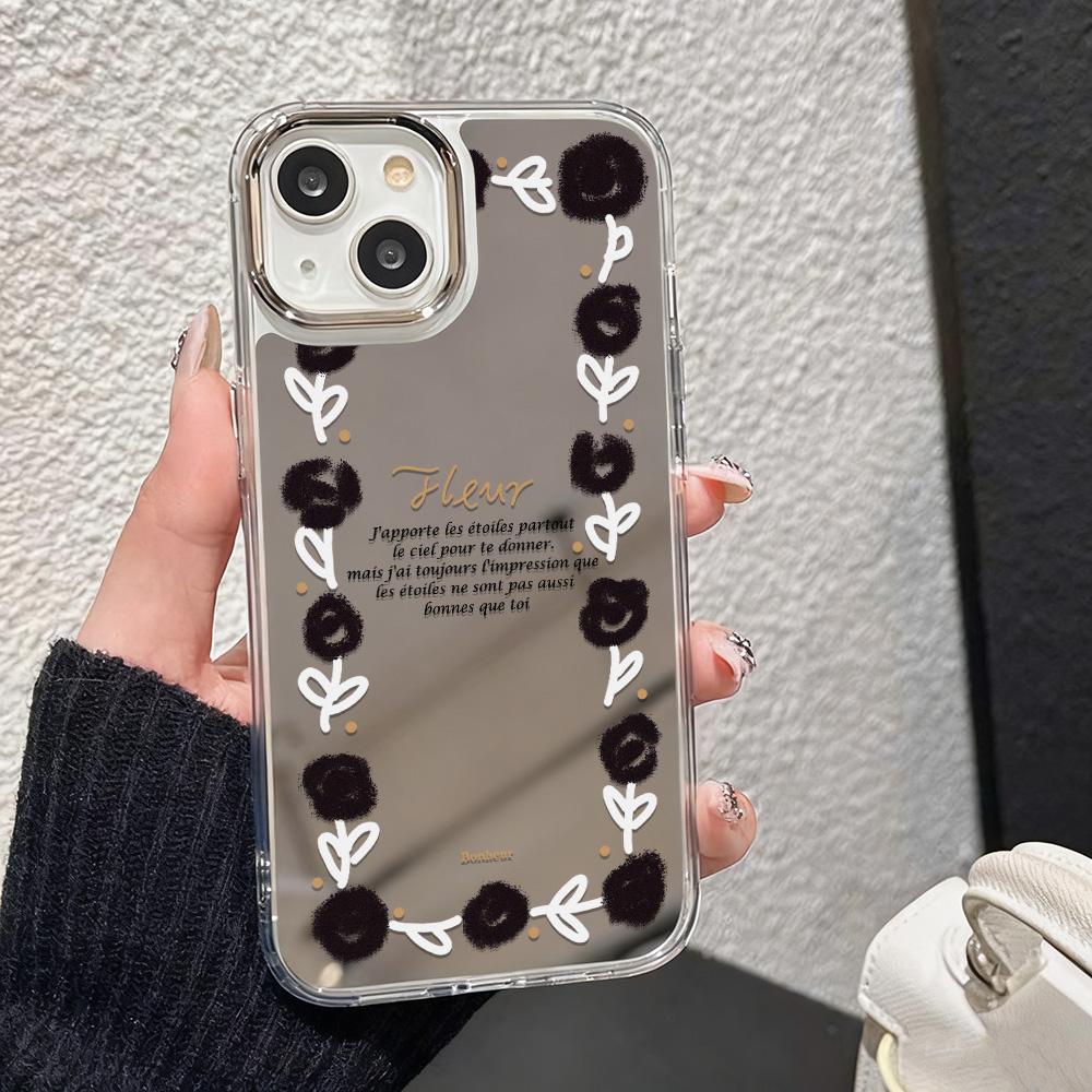 Printed Makeup Mirror Phone Case For IPhone 17 16 15 14 13 12 11 Pro Max 16E 17E Plus Bumper Shockproof Hard Coque Cover