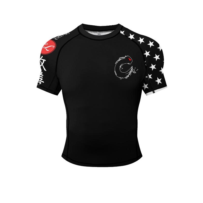 Handsome Men Running Compression T-shirts Sportswear Gym Rash Guard With Silicon Hem Boxing Training Jiu Jitsu Bjj Sports Tops