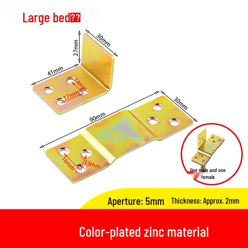 Reinforced 90° Right Angle Bracket for Cabinets, Beds, and Corner Support