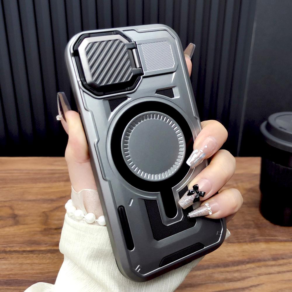 

Shockproof Armor Case For iPhone 17 Air 16 15 14 13 12 Pro Max For Magsafe Mag Safe Wireless Charge Full Protective Lens Stand Covers For iPhone 12 серый