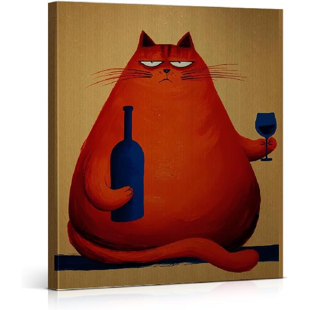 Coffee Cat Kitchen Canvas Wall Art More Espresso Less Depresso Black Cat Poster Print Wall Decor Cats Coffee Painting for Home Kitchen Dining Room