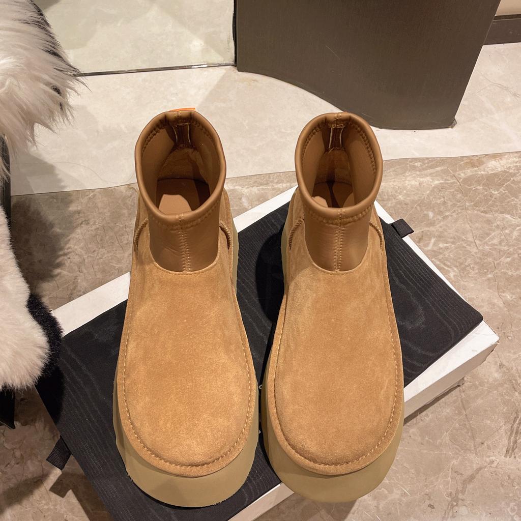 Polarowe śniegowce z grubą podeszwą, nowe futrzane zintegrowane krótkie buty na jesień i zimę 2025, ocieplane bawełniane buty antypoślizgowe