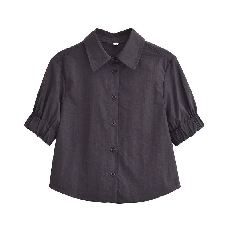 

Fashion Style 2024 Summer New Arrival Women s Clothing Stylish All-Matching Short Shirt Wide Hem Midi Dress 2731067 Black Shirt L