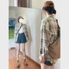 Women's Korean-Style Plaid Shirt Jacket - Early Autumn, Loose Fit, Long-Sleeved, Retro Design