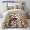 Cute Cat 3D Pattern Bedding Quilt Set Quilt Cover Pillowcase Home Decoration Gift (1 * duvet cover + 2 * pillowcase, without core)