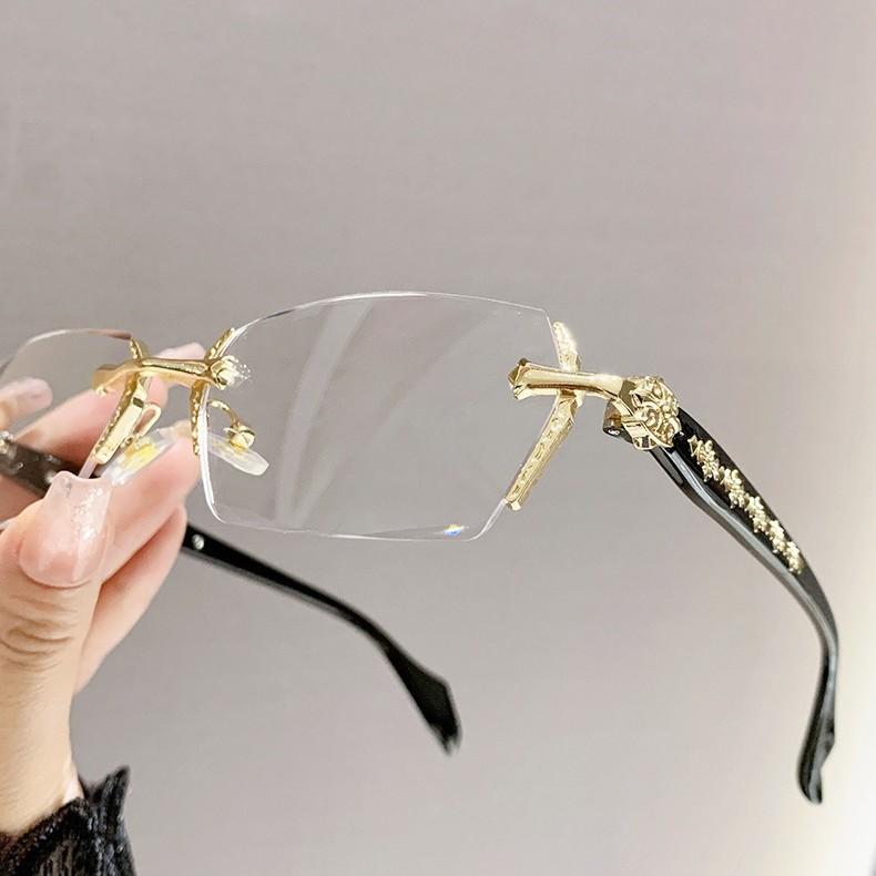 Fashion Harajuku Style Reading Glasses for Women Men Diamond Cutting Blue Light Blocking Presbyopia Eyewear Far Sight Eyeglasses