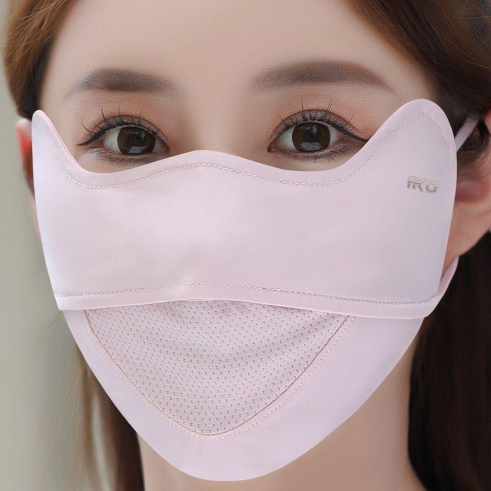 Solid Color Sunscreen Veil UV Protection Anti-uv Face Cover Summer Ice Silk Face Scarf  Fishing