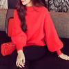 Women's Korean Style Half-High Neck Loose Knit Sweater with Lantern Batwing Sleeves - 2026 Autumn/Winter Collection