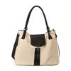 Canvas Tote Bag with Leather Trim and Dual Carry Handles Shoulder Bag for Women