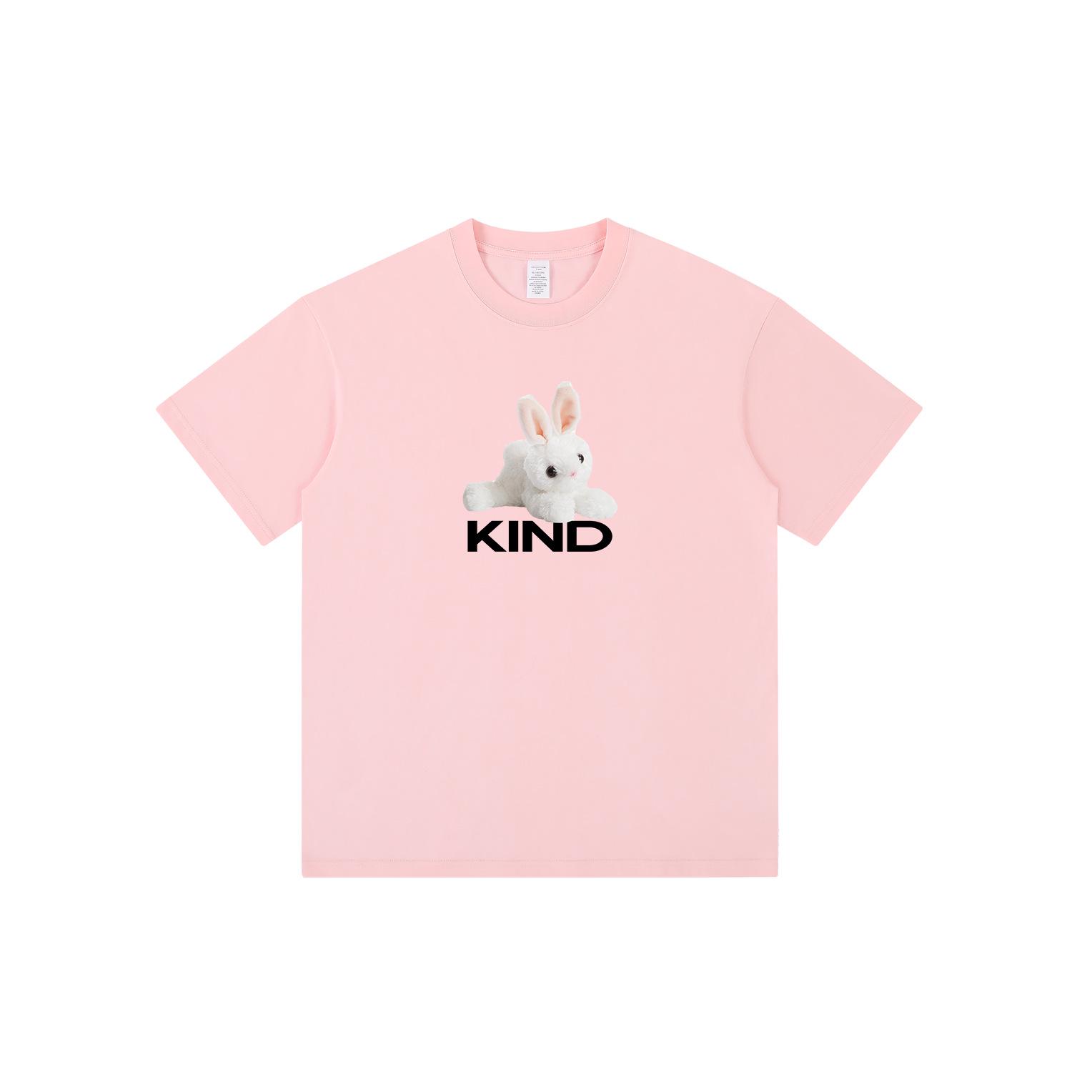 

Unisex Cute Rabbit Print Round Neck Short Sleeve Tee - Loose National Tide Style L