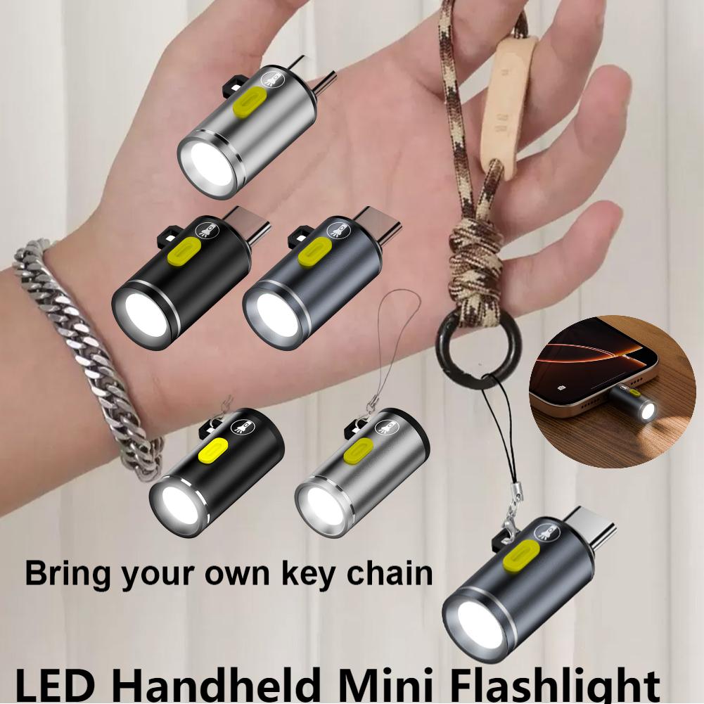 LED micro pocket flashlight portable USB rechargeable keychain flashlight waterproof home Outdoor Hiking Camping Light Torch