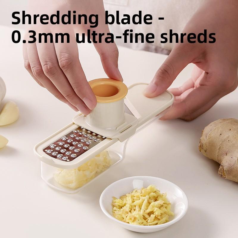 Three-in-One Ginger and Garlic Grinder - Kitchen Ginger and Garlic Masher with Guarded Hand Grater for Slicing and Dicing